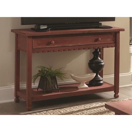 Alaterre Furniture Country Cottage Media/Console Table, Red Antique Finish ACCA14RA